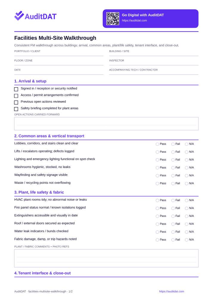 Preview of the Facilities Multi-Site Walkthrough