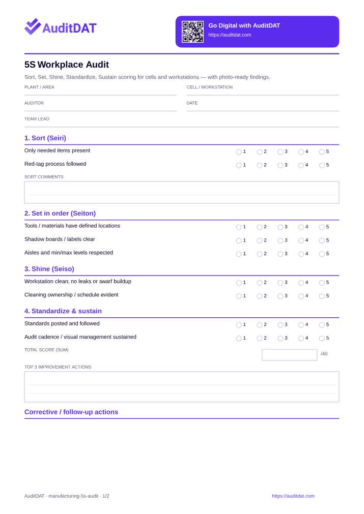 Preview of the 5S Workplace Audit